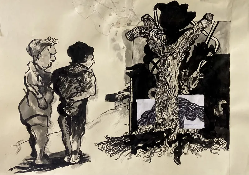 Myrtle Glanville Guest RWS, Lurking Abaft the Tree Trunk