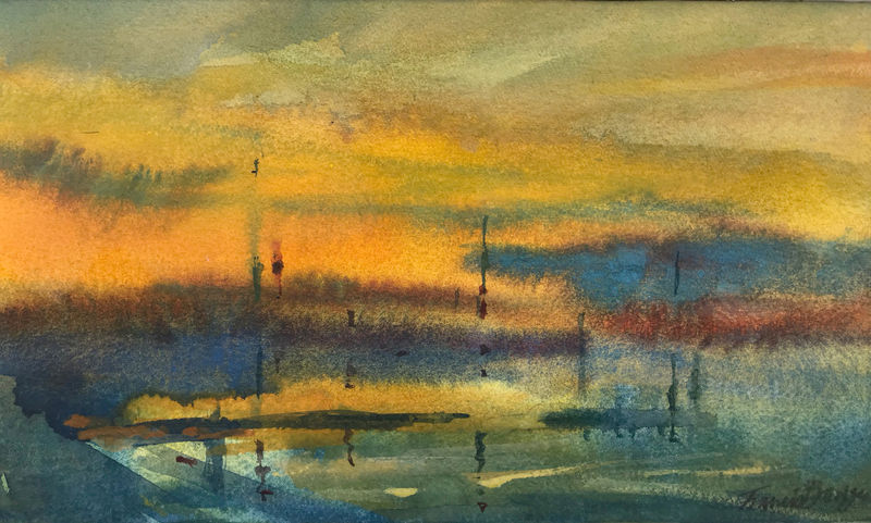 Francis Bowyer PPRWS Hon. RE, Twilight on the Blyth