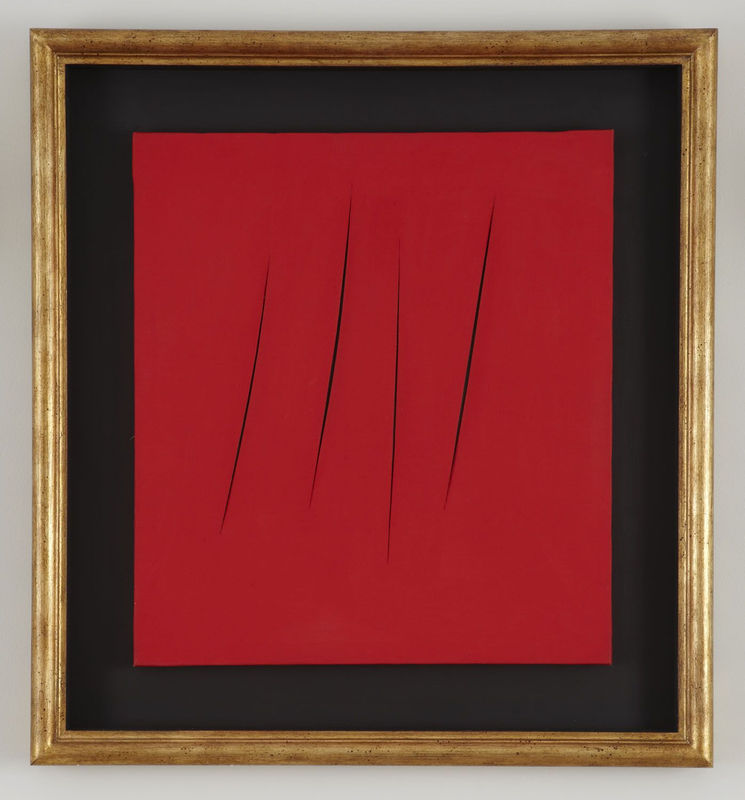 Lucio Fontana Concetto Spaziale, Attese, 1966 Waterpaint on canvas 23 5/8 x 21 5/8 inches 60 x 55 cm
