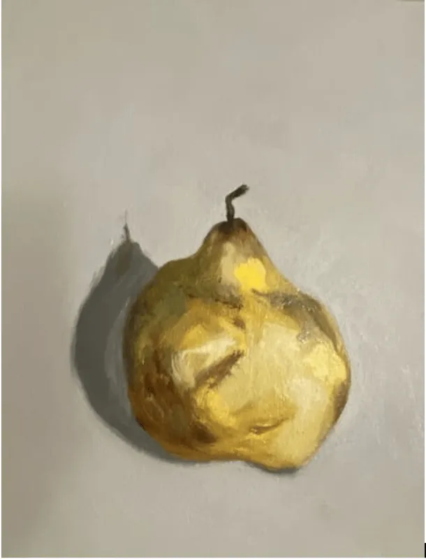 Nancy Murphy Spicer Overripe Pear, 2020 Oil on canvas 14.0h x 11.0w x 1.0d in 35.56h x 27.94w x 2.22d cm