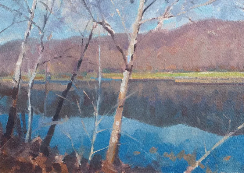 Frank Hobbs James River, Winter, 2017 Oil on canvas 12.0h x 17.0w in 30.48h x 43.18w cm