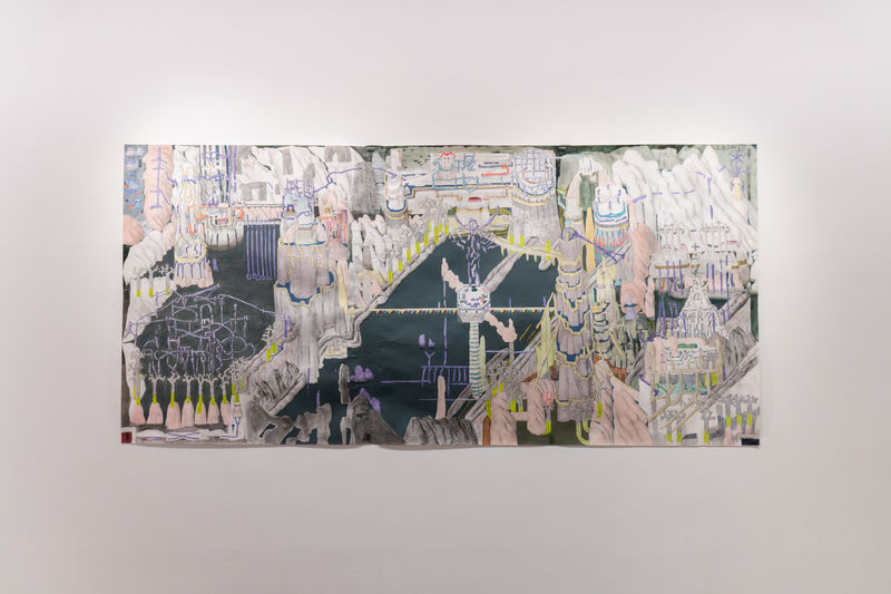 Hà Ninh Phạm D6 [Shrimp Pond], from the project My land, 2020 Pencil, acrylic and ink on paper 123 x 260 cm