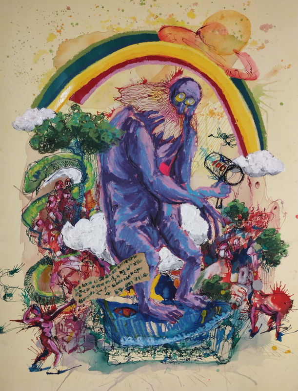 Phạm Thế Vinh The Creator or Destroyer? Whatever…, 2023 Watercolor, acrylic, oil, ink,... on paper 80 x 60 cm