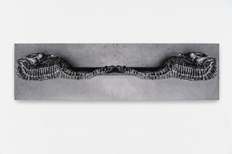 ZHANG Yunyao 张云垚 Urban Legend 都市传说, 2024 Graphite pencil on felt stretched on wooden panel石墨铅笔毛毡裱于木板 35 × 127 cm