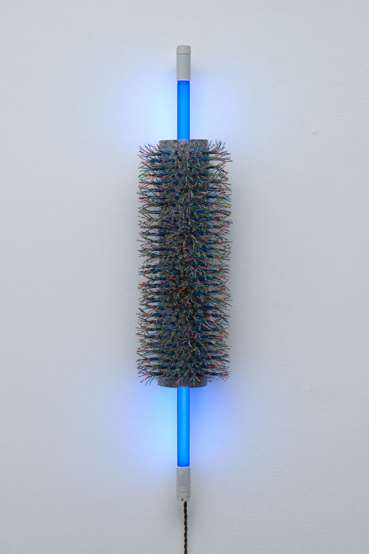 Dana Hemenway, Untitled (Column #5 - Hook Rug blue), 2024