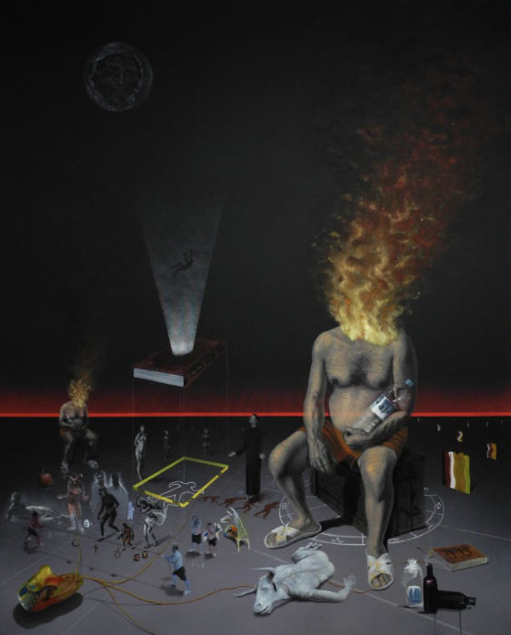 SAAD NAZIH Brulez tout jusqu'à la dernière idée , 2019 Huile, acrylique et pigment organique sur toile 200 x 160 cm