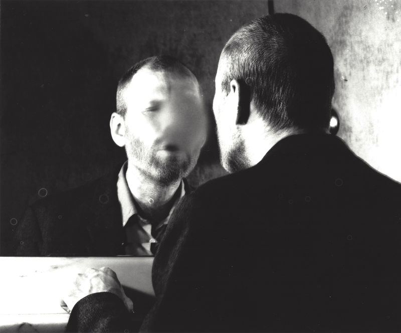 Dieter Appelt Der Fleck auf dem Spiegel, den der Atemhauch schafft, 1977 black and white photo 21 x 25 cm 8 4/16 x 9 13/16 ins No. 3 of a sequence