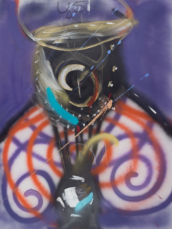 George Clinton Mirror, Mirror, c 2020 acrylic, spray paint and pastel on canvas 48 x 36 in 121.9 x 91.4 cm