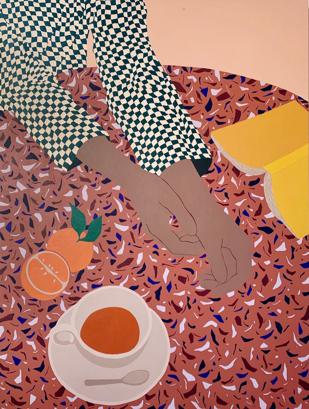 Carmen McNall Afternoon Daydream 2 acrylic on hand carved wood panel 48 x 36 inches SOLD