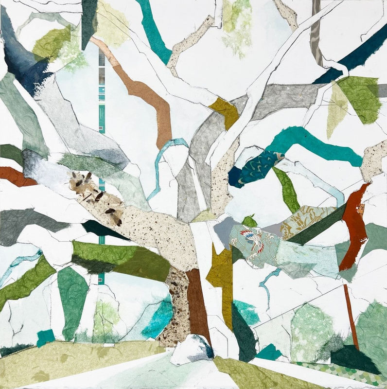 Jill Lear Bird (Undisclosed) acrylic, watercolor, Japanese paper, and charcoal on paper 20 x 20 inches 26.25 x 26.25 inches framed SOLD