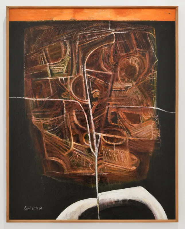 Robert Ellis River Bend and City, 1964 oil on hardboard 905 x 698mm 930 x 725mm framed