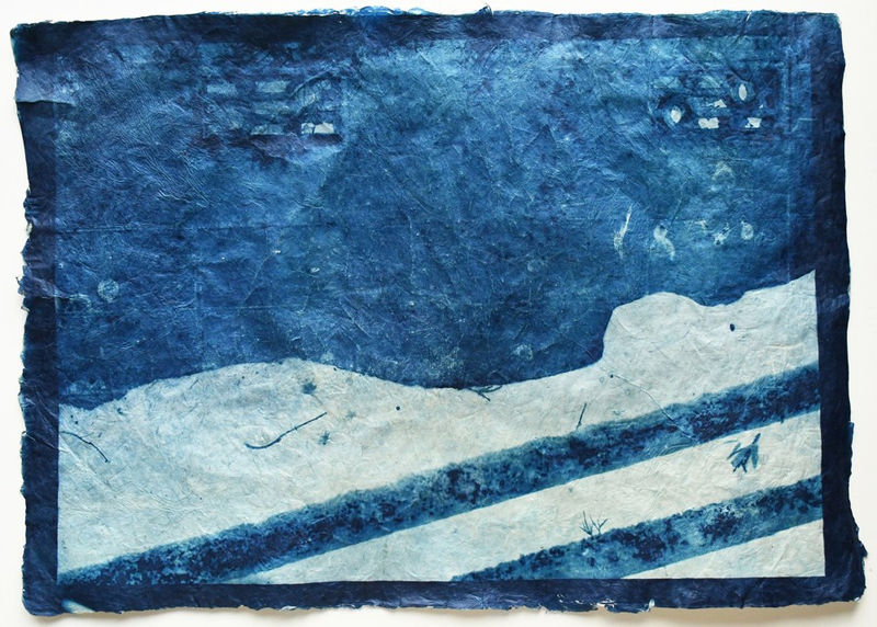Mika Horie In Front of the Wall, 2021 Cyanotype on handmade Japanese gampi paper C42 x 59.4 cm Edition 1 of 10