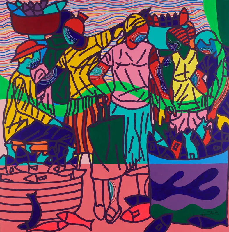 Ajarb Bernard Ategwa Down Beach, 2018 Acrylic on canvas 200 x 195 cm