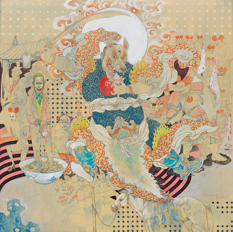 Baatarzorig Batjargal Spirit, 2021 Acrylic on canvas 39 3/8 x 39 3/8 in 100 x 100 cm