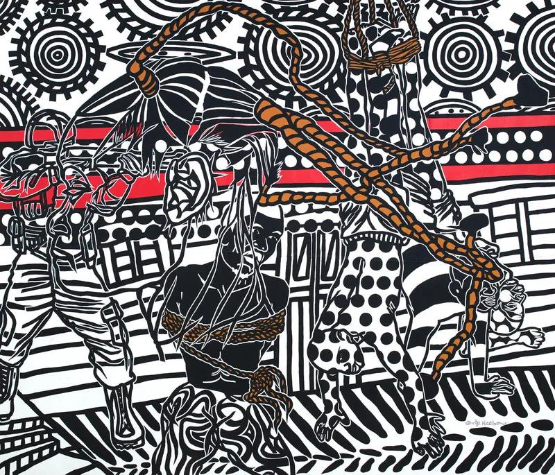 Boris Nzebo Ashouka Ngagali, 2018 Acrylic & Posca on canvas 200 x 230 cm