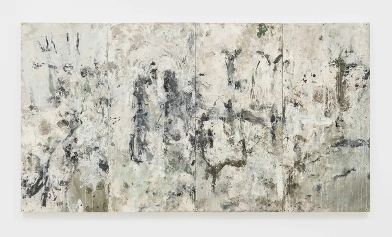 Daniel Licht List, 2025 Oil and wax on four adjoined panels 48 x 88 1/2 in 121.9 x 224.8 cm