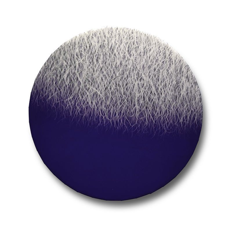 Wang Suo Yuan Propagation 1, 2024 Various inks, watercolour, and pigment on paper stretched over a round stretcher Ø: 20cm