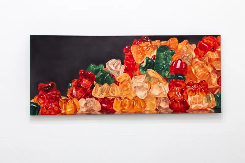Pamela Johnson Gummy Bears Oil on Canvas 30 x 72 in. 76.2 x 182.9 cm