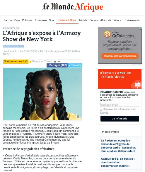 L’Afrique s’expose à l’Armory Show de New York