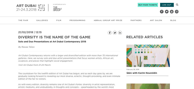 DIVERSITY IS THE NAME OF THE GAME - SOLO AND DUO PRESENTATIONS AT ART DUBAI 2018