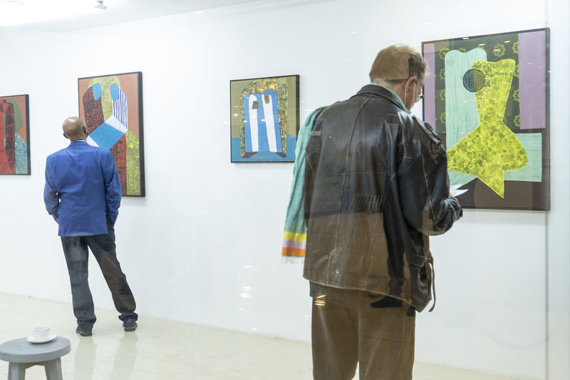 Installation view of Addis Calling IV Group Show. Courtesy of Eyerusalem Jirgena.