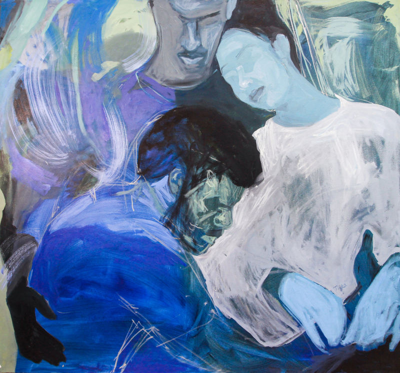 Tizta Berhanu, Rest in the arms of trust, 2020, Oil on canvas, 120 x 120 cm. Courtesy of the artist and Addis Fine Art.