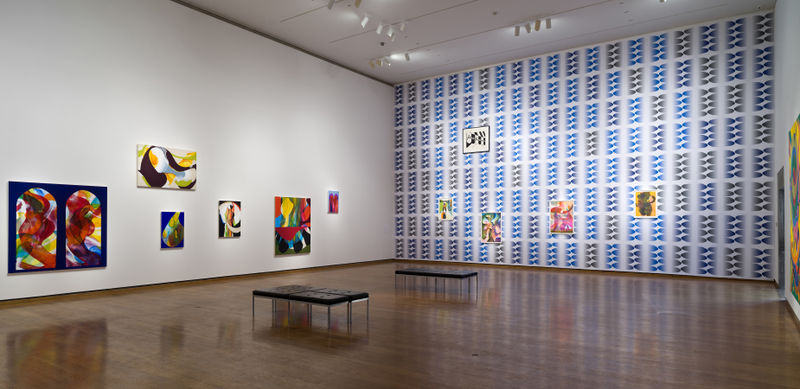 Installation view: Three Graces: Polly Apfelbaum, Tony Feher and Carrie Moyer, Everson Museum of Art, Syracuse, NY, 2015. Photo: David Broda