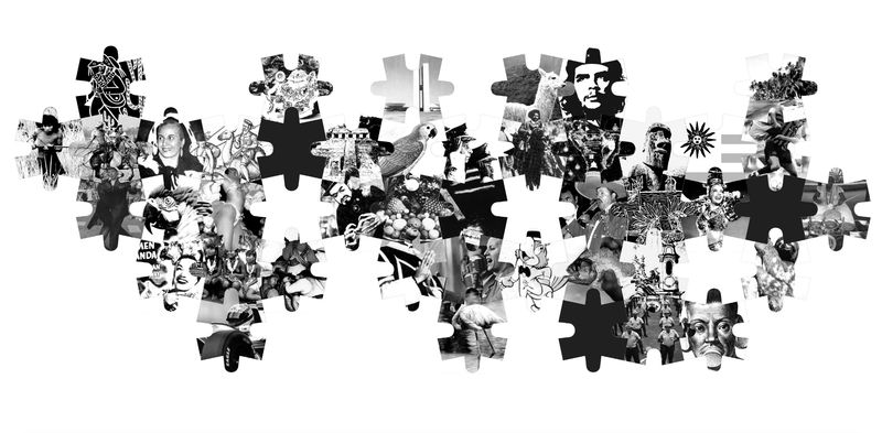 Regina Silveira To Be Continued... (Latin American Puzzle), 1997 Digital print on adhesive vinyl mounted on EVA foam in 110 parts Installed dimensions variable 19 1/8 x 15 1/2 in or 15 1/2 x 19 1/8 in each (48.5 x 39.5 cm or 39.5 x 48.5 cm each)