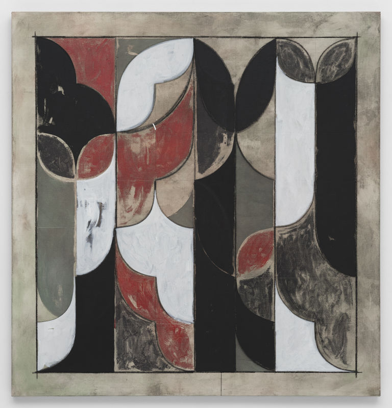 Scrutinuity, 2022. Oil, oil crayon and pencil on linen, 48 x 46 inches. Courtesy the artist and Peter Blum Gallery, New York. Photo: Sebastian Bach.