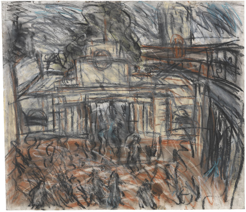 Embankment Underground Station, 1993, pastel and charcoal on paper, 59.5 x 69 cm