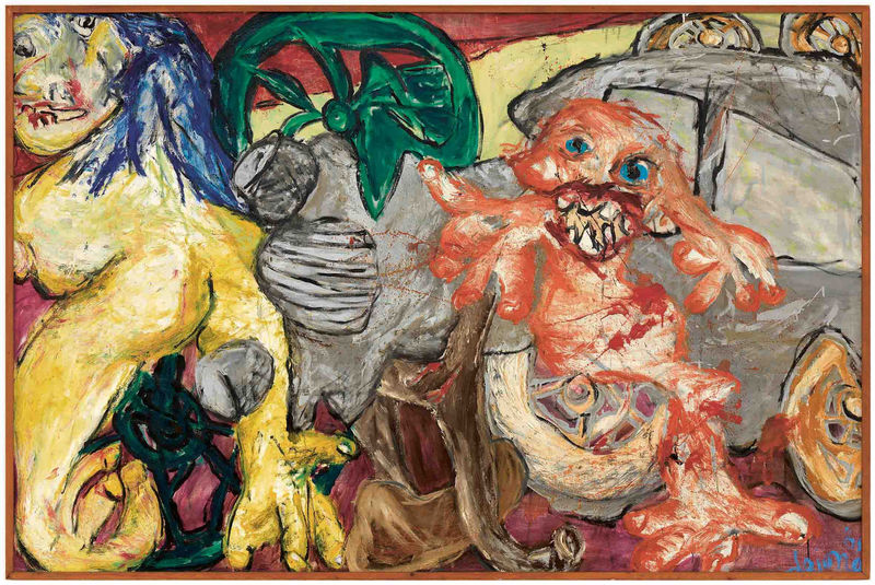 Jacqueline de Jong, Rencontre accidental (Accidental Paintings series), 1964, oil on canvas, 126 x 193 cm, 49.6 x 76 in