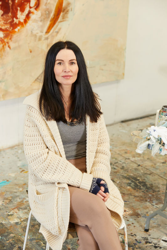 Katy Moran in her studio, 2025. Photography by Jon Shard.