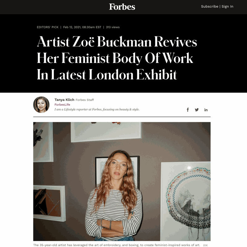 Artist Zoë Buckman Revives Her Feminist Body Of Work In Latest London Exhibit