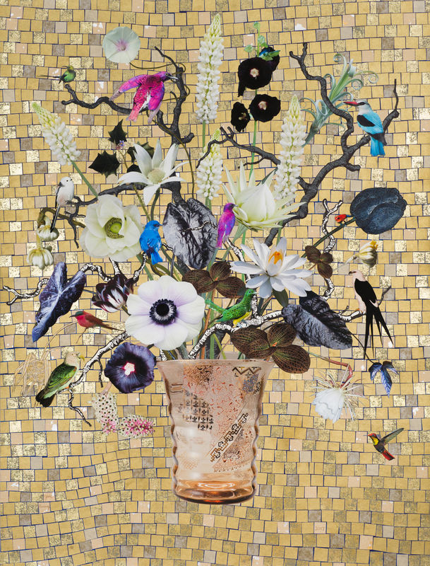 Jane Hammond, 'French Glass with Emerald Cuckoo, Malachite Sunbird and Carmine Bee-eater, 2018