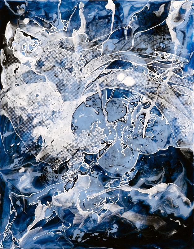 Ann-Marie James 'Full Fathom Five II', acrylic on aluminium with screenprint, 2019. 35.5 x 28 cm