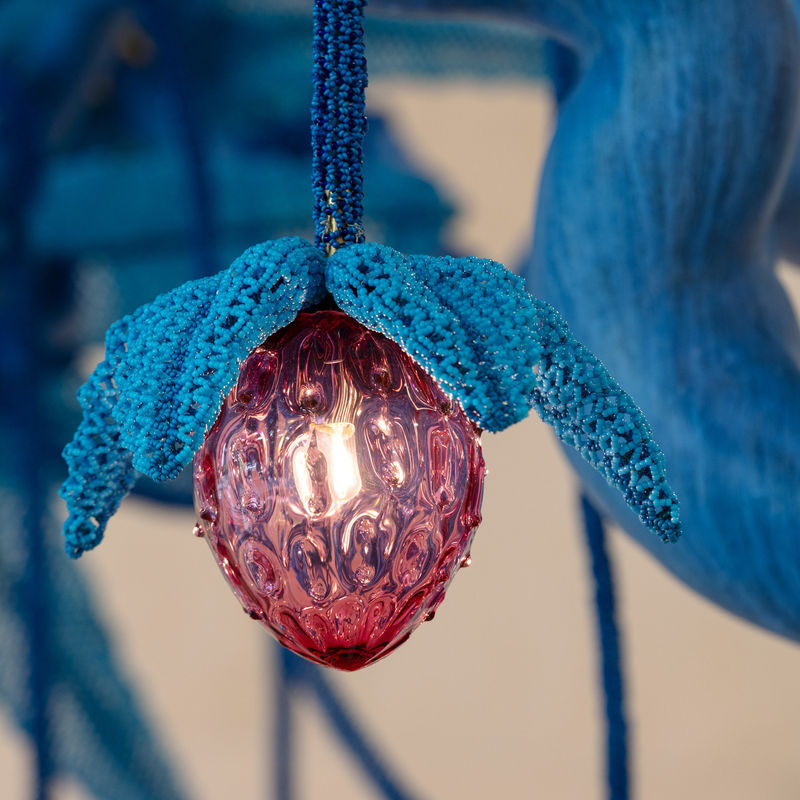 Haas Brothers The Strawberry Tree {detail], 2023 Bronze, venetian glass beads, hand-blown glass, marble 168 x 168 x 168 inches 426.7 x 426.7 x 426.7 cm (HBR.20035)