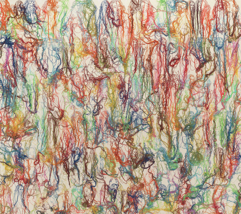 Ghada Amer My Nympheas #2, 2018 (detail) Embroidery and gel medium on canvas 64 x 72 inches 162.6 x 182.9 cm