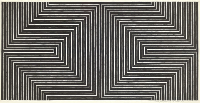 Frank Stella Black study I, 1968 (detail) Collage, black printing and drawing 20 x 39 1/2 inches 50.8 x 100.3 cm