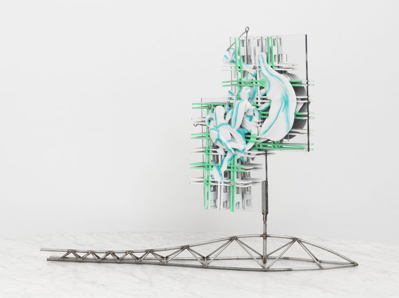 Frank Stella Atalanta and Hippomenes Mirrored Relief Model, 2017 Elasto plastic RPT, paint, acrylic and steel 32 x 44 x 6 1/4 inches 81.3 x 111.8 x 15.9 cm
