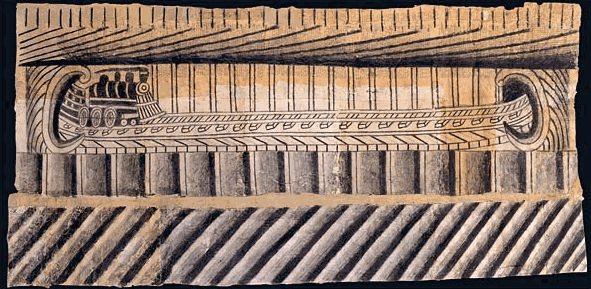 Never-ending journey: A drawing by Ramírez, who worked in the late 1920s on the railroad in Northern California. Credit...American Folk Art Museum