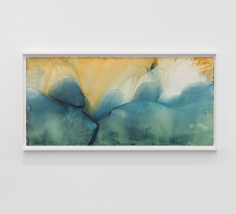 Meghann Riepenhoff (American, b. 1979) Ice #135 (28-33℉, Big Creek, Ashford, WA 03.09.20), 2020 Dynamic Cyanotype 42" x 88" (107 x 223.5 cm) Framed: 46” x 92 5/16” (117 x 234.5 cm) Unique (MRie.23276)