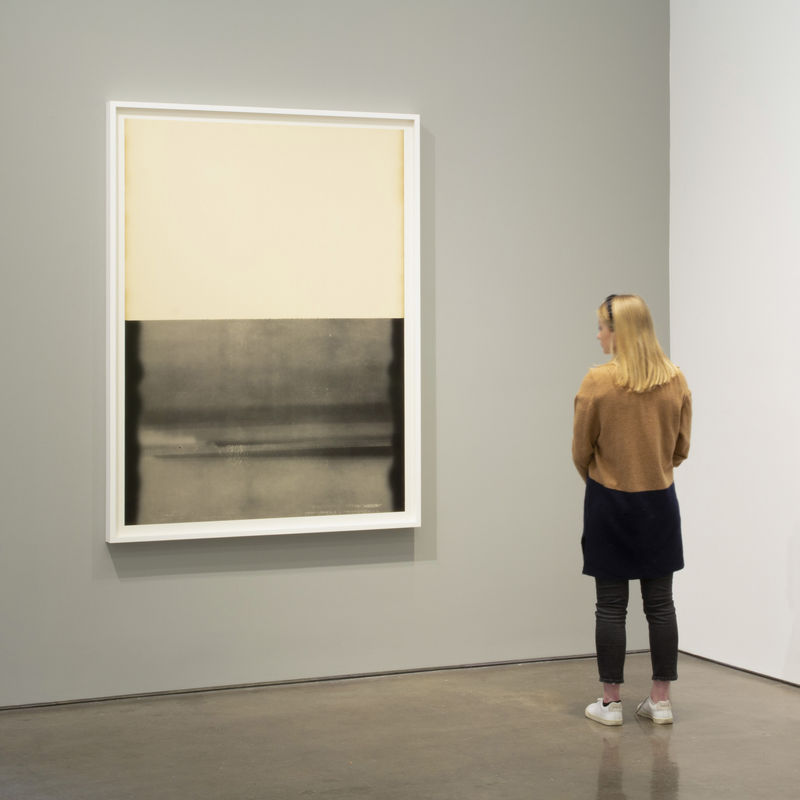 Installation View | "Alison Rossiter: Substance of Density 1918-1948" (2020) at Yossi Milo Alison Rossiter (American, b. 1953) Gevaert Gevaluxe Velours, exact expiration date unknown, ca. 1930s, processed 2020 (#2), 2020 Gelatin Silver Print 64" x 49" (162.5 x 124.5 cm) Framed: 70 5/8" x 53 7/8" (179.5 x 137 cm) (AR.21434)