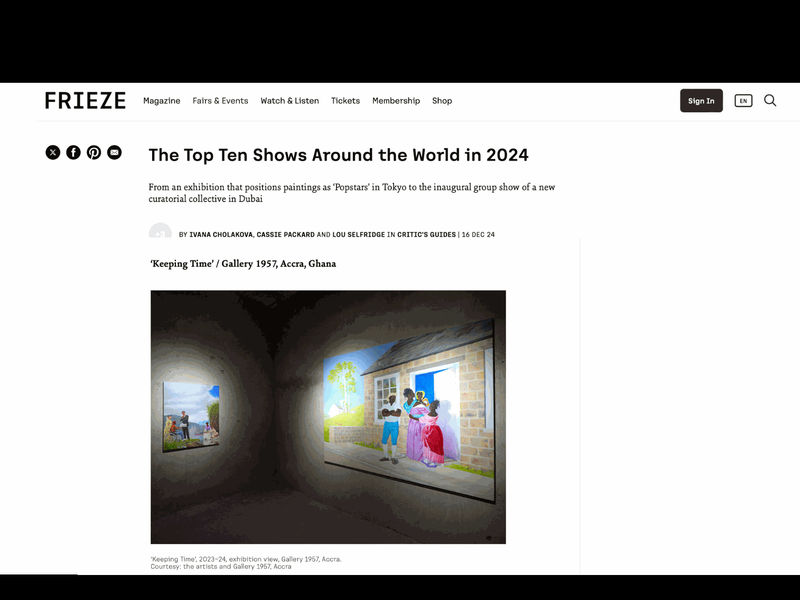 Gallery 1957’s Keeping Time Featured in Frieze’s Top 10 Shows Around the World in 2024