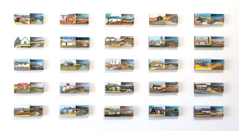 'Archipelago' Acrylic, collage, found objects and souvenir matchboxes