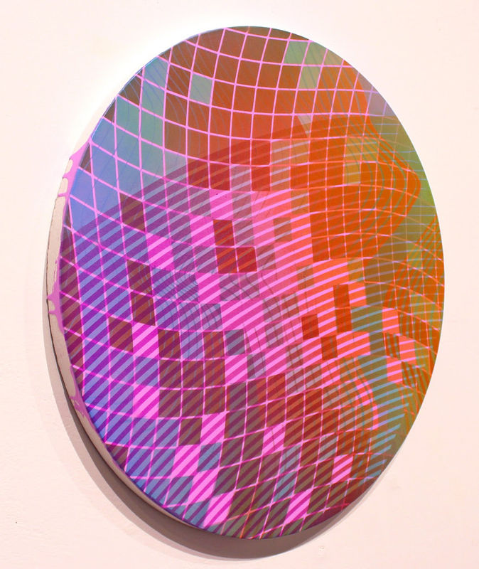 “shiny things are for you too,” 24 x 24," acrylic painting on birchwood tondo