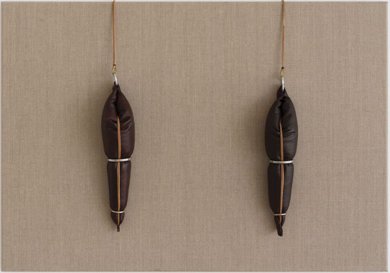 Lisa-Marie Harris, It Go Dry Up, 2023 Steel, Archival Leather, Raw Canvas 70 x 100cm