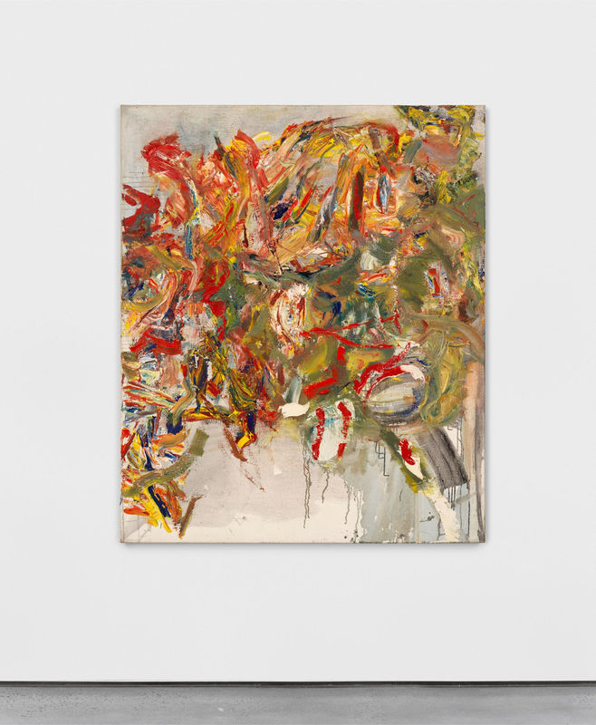 Cora Cohen, Outside St. Severin, 1987, Flashe and oil on linen, 60 x 50 inches (152.4 x 127 cm)