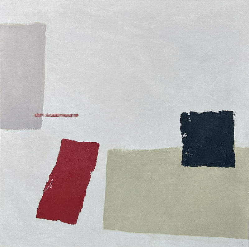 Composition with Red & Black, oil on canvas, 34 x 34 in / 86.25 x 86.25 cm