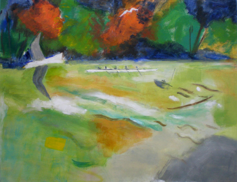 River Life from Chiswick Pier, oil on canvas, 28 x 36 in / 71 x 91 cm