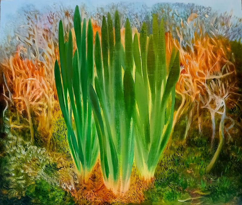 Light Bulbs, oil on board, 12 1/2 x 14 1/2 in / 32 x 37 cm